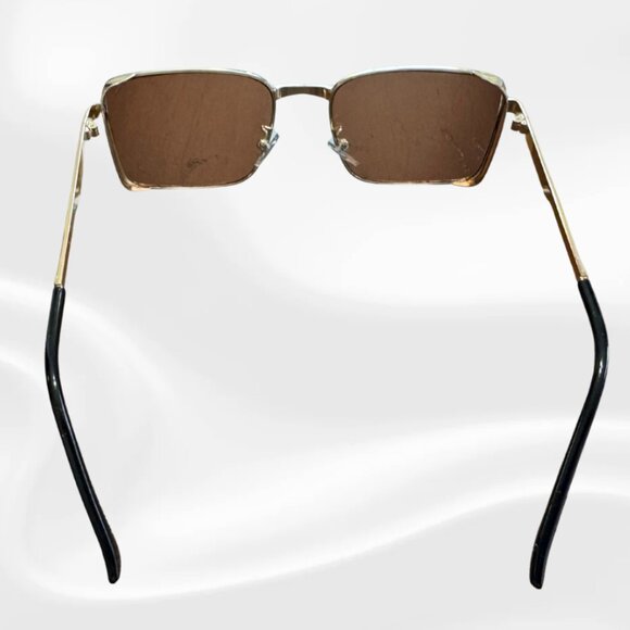 Gold Frame Brown Lens Sunglasses – Retro Rectangle Style - Picture 3 of 4